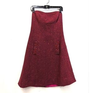VINTAGE James Purcell Fuchsia Boucle Tweed Strapless Dress 10 Party Cocktail